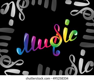 Colorful music vector logo on black