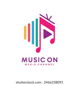 Colorful music video media channel logo design illustration.