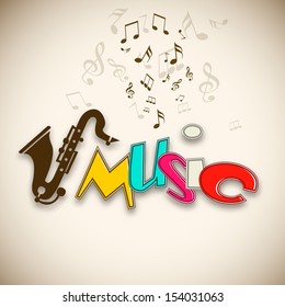 Colorful Musical background with musical notes and saxophone,  can be use as poster, banner for flyer for music concerts and parties.