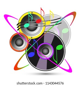 Colorful musical background. Musical objects. Day of music and jazz. Vector illustration.