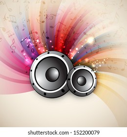 Colorful musical background with speakers and musical notes, can be use as flyer, poster or banner in music concept and parties. 