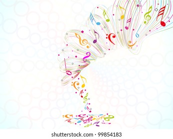 Colorful musical background with waves and musical notes on abstract background. EPS 10. can be use as poster, flyer or banner for concerts and other events.