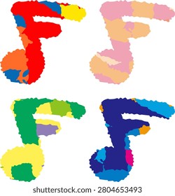Colorful musical elements. A sixteenth note.