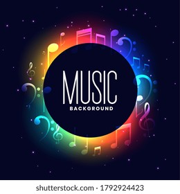 colorful musical festival background with music notes design