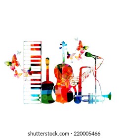 Colorful musical instruments background