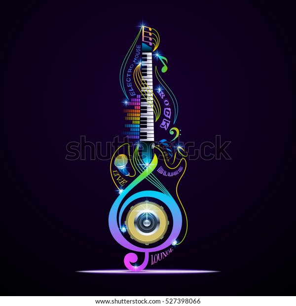 Vector De Stock Libre De Regalias Sobre Colorido Collage De Instrumentos Musicales Concepto527398066