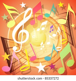 A Colorful Musical Notes Background