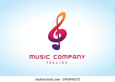 colorido logotipo gradiente de notas musicales para la compañía musical