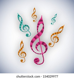 Colorful musical notes on grey background, can be use as flyer, poster or banner in concerts and parties. 