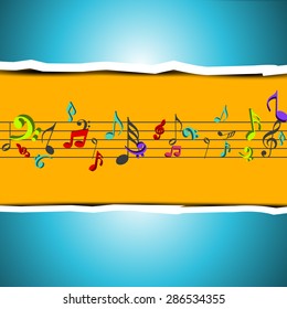 Colorful musical notes on stylish background. can be use as flyer, poster or banner for musical events.