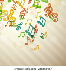 Colorful musical notes over seamless background.