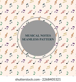 Colorful Musical Notes Pattern For Music Design, Package, Textile, Background Vector Illustration