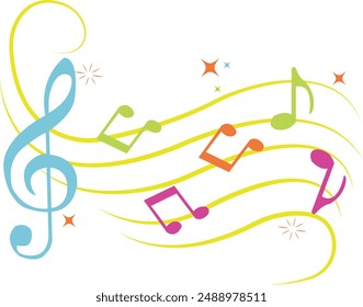 Colorful Musical Notes Style Illustration