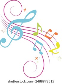 Colorful Musical Notes Style Illustration