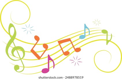 Colorful Musical Notes Style Illustration