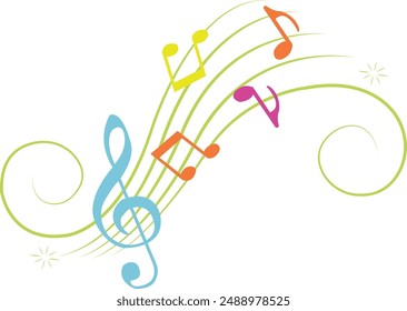 Colorful Musical Notes Style Illustration