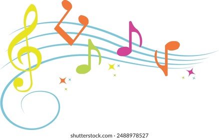 Colorful Musical Notes Style Illustration