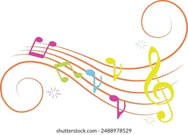 Colorful Musical Notes Style Illustration