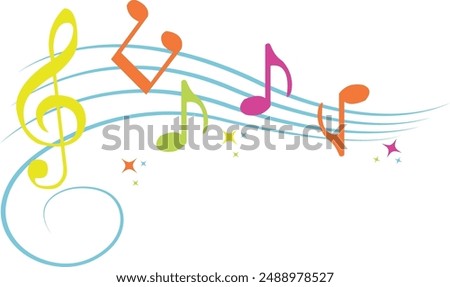 Colorful Musical Notes Style Illustration