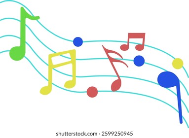 Colorful Musical Notes Vector Illustration 