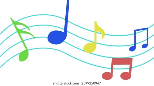 Colorful Musical Notes Vector Illustration 