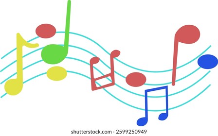 Colorful Musical Notes Vector Illustration 