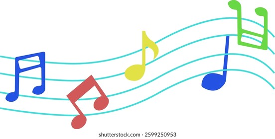 Colorful Musical Notes Vector Illustration 