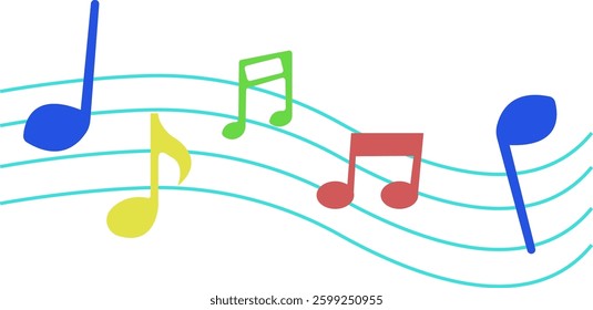 Colorful Musical Notes Vector Illustration 
