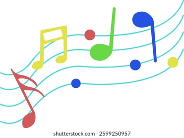 Colorful Musical Notes Vector Illustration 