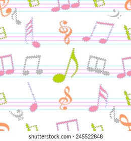 Colorful musical sign with seamless pattern.