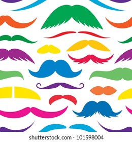 Colorful mustache seamless pattern.