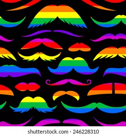 Colorful mustache seamless pattern.