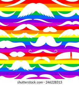 Colorful mustache seamless pattern.