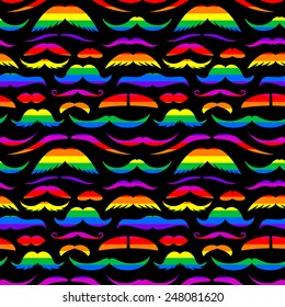 Colorful mustache seamless pattern.