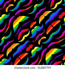 Colorful mustache seamless pattern.