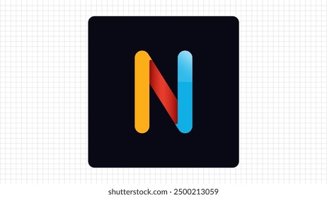 Logotipo colorido del Vector de la letra de N, letra elegante de la señal del logotipo del degradado N, símbolo del logotipo del carácter de N