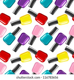 Colorful nail polish vector seamless pattern