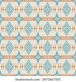 Colorful Native American geometric pattern. Vector colorful aztec southwestern geometric shape seamless pattern. Ethnic geometric pattern use for textile, home decoration elements, upholstery, etc.