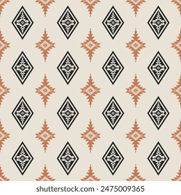 Colorful Native American geometric pattern. Vector colorful aztec southwestern geometric shape seamless pattern. Ethnic geometric pattern use for home decoration elements, upholstery, wrapping, etc.