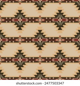 Colorful Native American geometric pattern. Vector colorful aztec southwestern geometric shape seamless pattern. Ethnic geometric pattern use for textile, home decoration elements, upholstery, etc.