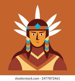 colorful Native American Indian Man Face