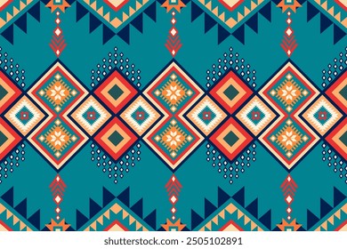 Farbiges amerikanisches Muster, Navajo-Design. Indianerornament. Abstrakter geometrischer Hintergrund traditionelle Ethik für Dekoration, Kleidung, Stoff, Textil, Mode.