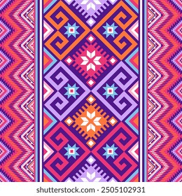 Colorful Native American pattern, Navajo design. Native American ornament. Abstract geometric background traditional ethic for decoration, clothing, fabric, textile, fashion.