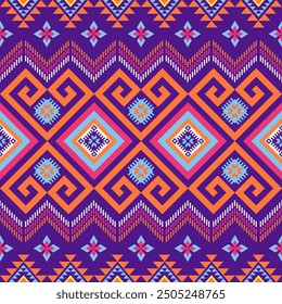 Colorful Native American pattern, Navajo design. Native American ornament. Abstract geometric background traditional ethic for decoration, clothing, fabric, textile, fashion.