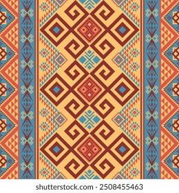 Colorful Native American pattern, Navajo design. Native American ornament. Abstract geometric background traditional ethic for decoration, clothing, fabric, textile, fashion.