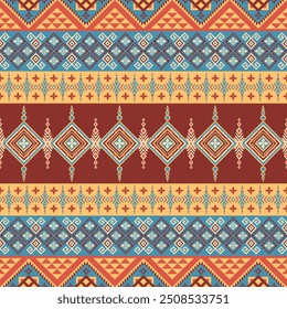 Colorful Native American pattern, Navajo design. Native American ornament. Abstract geometric background traditional ethic for decoration, clothing, fabric, textile, fashion.