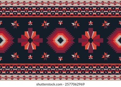 Colorful Native American pattern, Navajo design. Native American ornament. Abstract geometric background traditional ethic for decoration, clothing, fabric, textile, fashion.