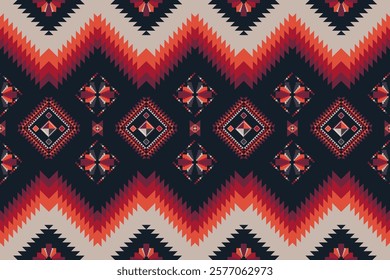 Colorful Native American pattern, Navajo design. Native American ornament. Abstract geometric background traditional ethic for decoration, clothing, fabric, textile, fashion.