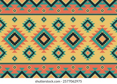 Colorful Native American pattern, Navajo design. Native American ornament. Abstract geometric background traditional ethic for decoration, clothing, fabric, textile, fashion.