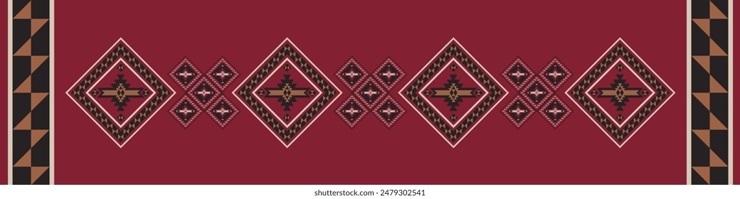 Colorful Native American runner rug pattern. Vector colorful aztec southwestern kilim geometric table runner pattern. Ethnic geometric pattern use for rug, tablecloth and other home decoration element